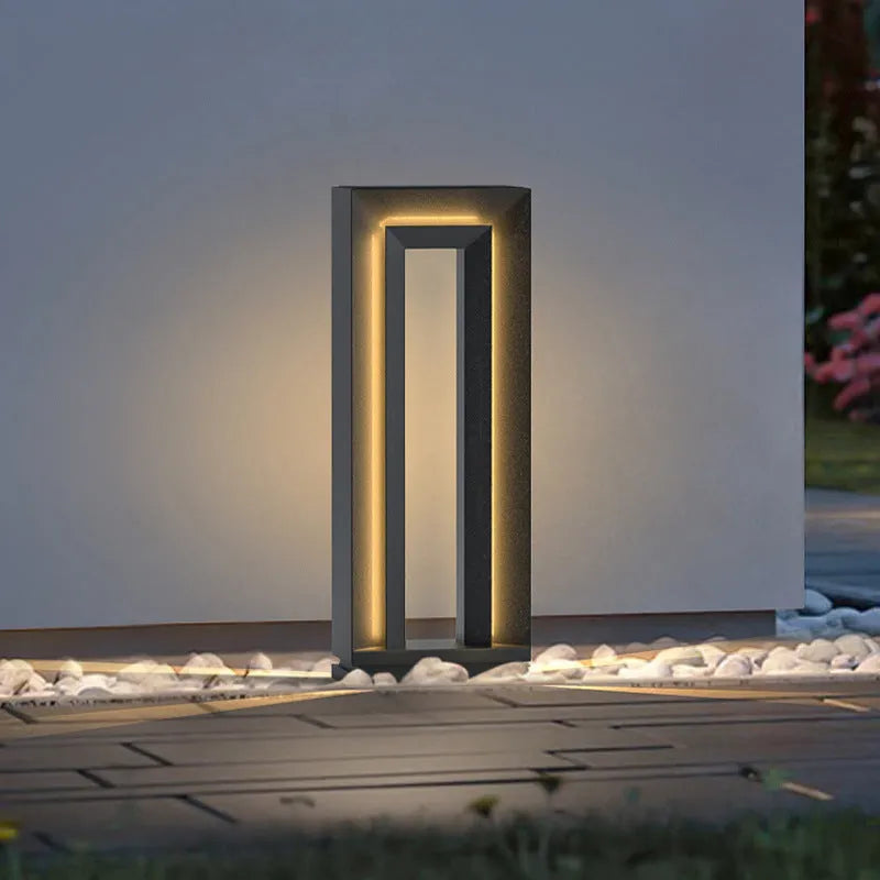 Geometric square garden landscape light with stainless steel construction and acrylic diffuser