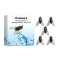 Five small 1.5cm green soft plastic insect imitations for fishing on a hook.