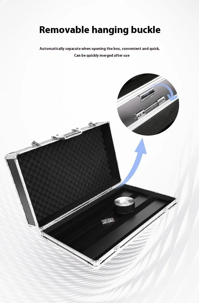 Aviation box guitar effect unit with metal trumpet design inside a protective flight case