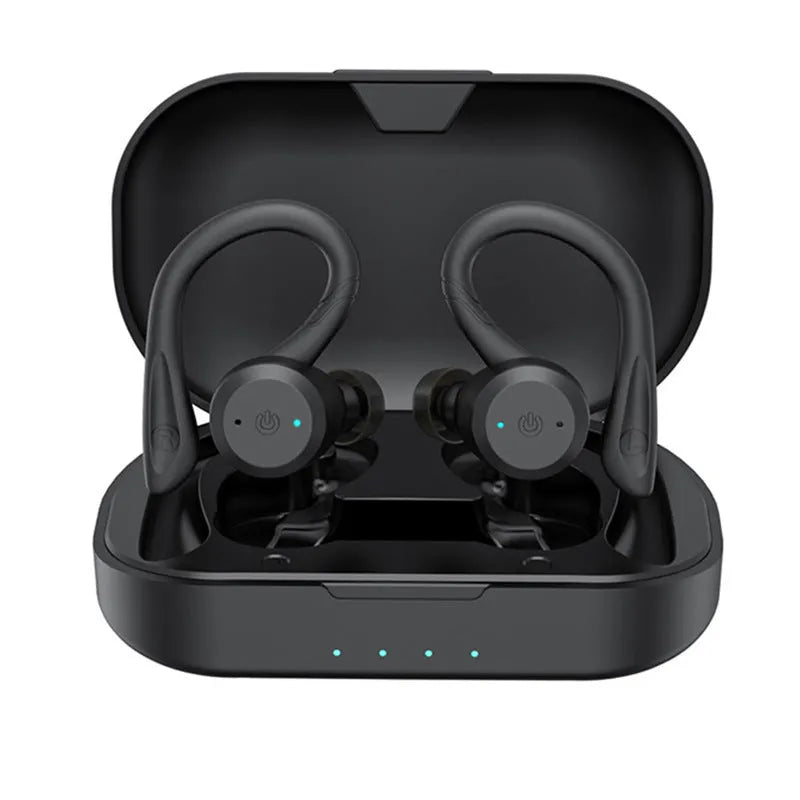 Wireless in-ear Bluetooth headset in black, rose red or fluorescent green with charging case and V5.0 dual mode