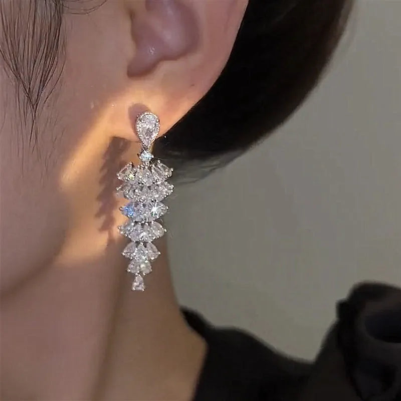Silver pagoda Christmas tree drop earrings with copper construction and stud fitting