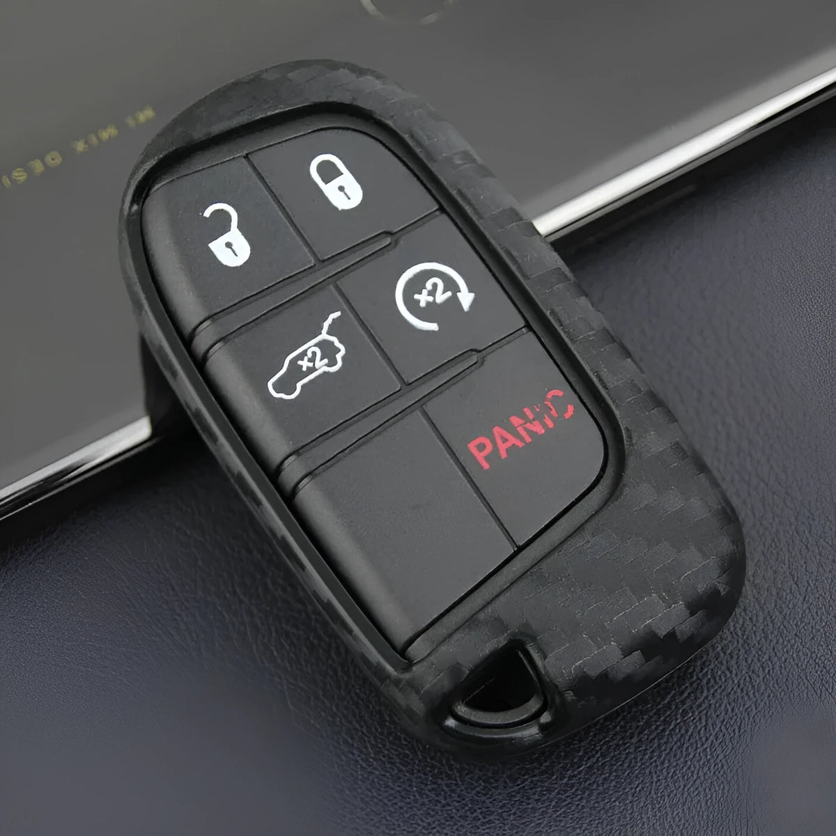 Carbon fibre silicone protective case for Dodge Chrysler Fiat car remote keys