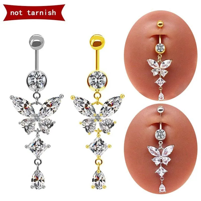 Fake navel ring body jewellery in gold colour option on belly button