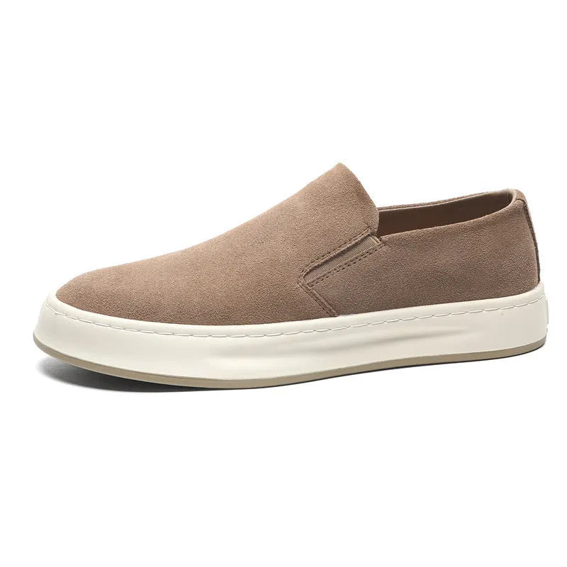 Men's grey casual shoes with round toe and rubber sole