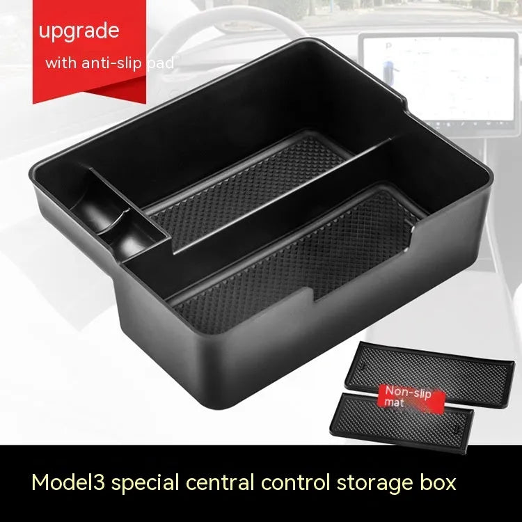 Black plastic storage box insert for Tesla Model 3 Model S Model X centre console armrest