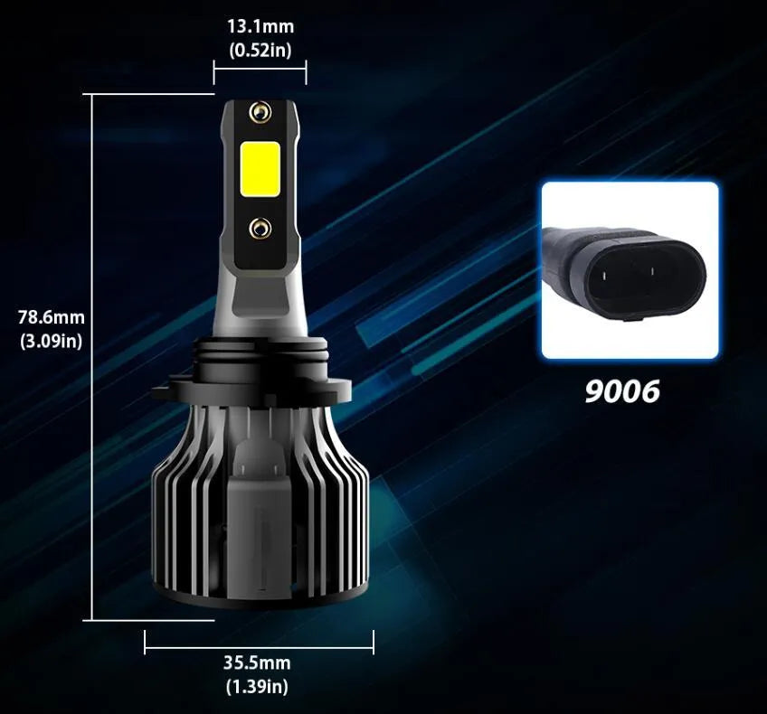 6000K white LED car headlight bulb with aluminium heat sink and adjustable chuck