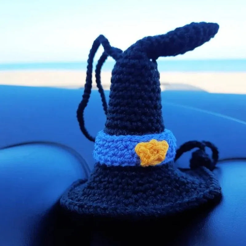 Plush hand-woven automobile hanging ornament with cartoon design for car interior decoration