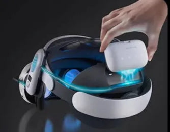 Adjustable VR head wear with ABS sponge cushion and battery, multi-angle head strap for virtual reality headsets.