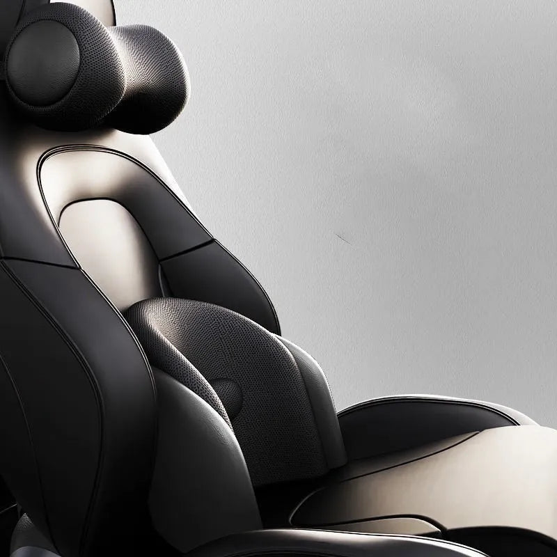 Memory cotton car massage cushion set with electric waist massage and adjustable headrest in three colour options