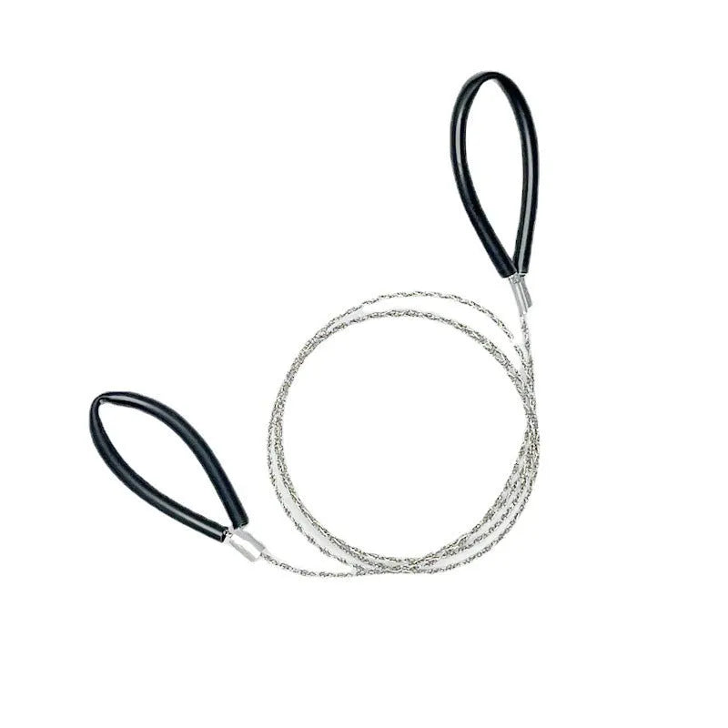 Outdoor survival wire saw with leather case showing black German stainless steel wire