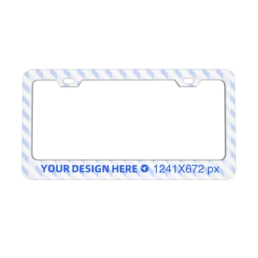 Aluminium license plate frame with round holes for front and rear car plates, lightweight and customisable