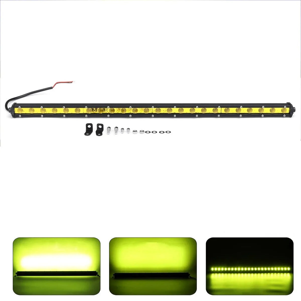 25-inch single row aluminium LED light bar with mounting brackets for a car or truck