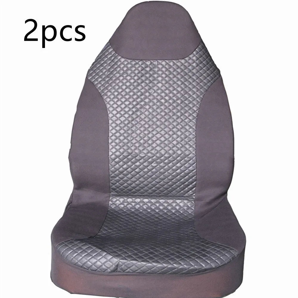 Black quilted automotive seat cover with PU and polyester construction