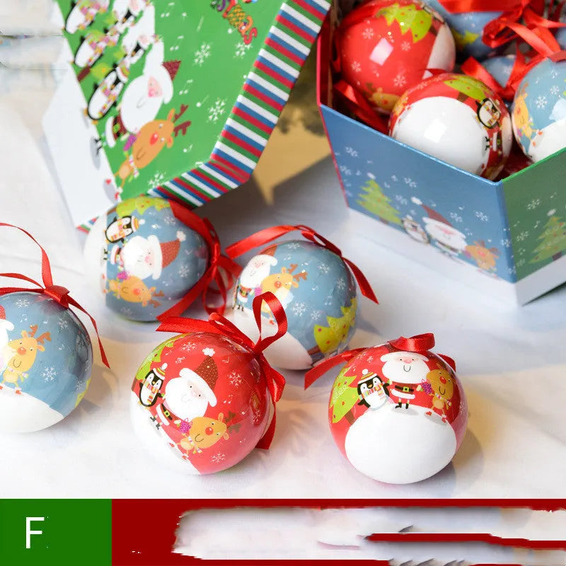7.2cm foam Christmas bauble with printed sticker design, car model and Christmas tree style options, 14 gift boxes per set