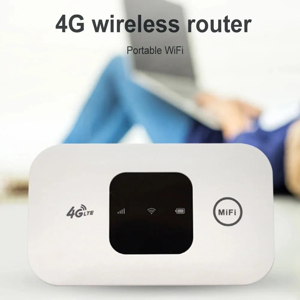 White portable 4G/3G wireless router, plastic body, 9.8x5.3x0.8cm, one slot, mobile car hotspot