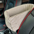 Plaid pet car kennel in cloth and PP cotton, 42 x 22 x 20 cm, shown for car travel and going out