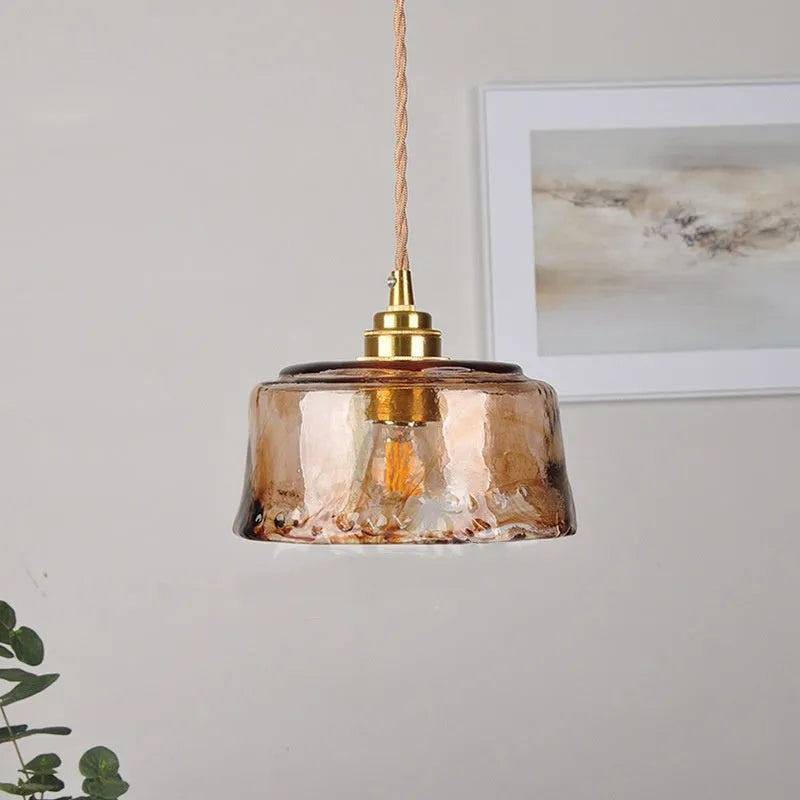 Nordic retro brass and glass ceiling chandelier with LED bulb for restaurants and bars.