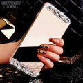 Rhinestone decorated silicone phone case for Huawei mobile in gold colour.