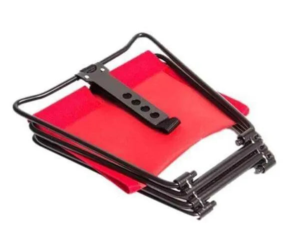 Portable pocket chair folding camping stool with metal skeleton and fabric cushion, 29x26x16 cm