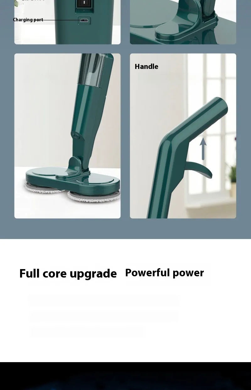 Wireless electric mop cleaning machine with USB charging port and hand wash-free basin system