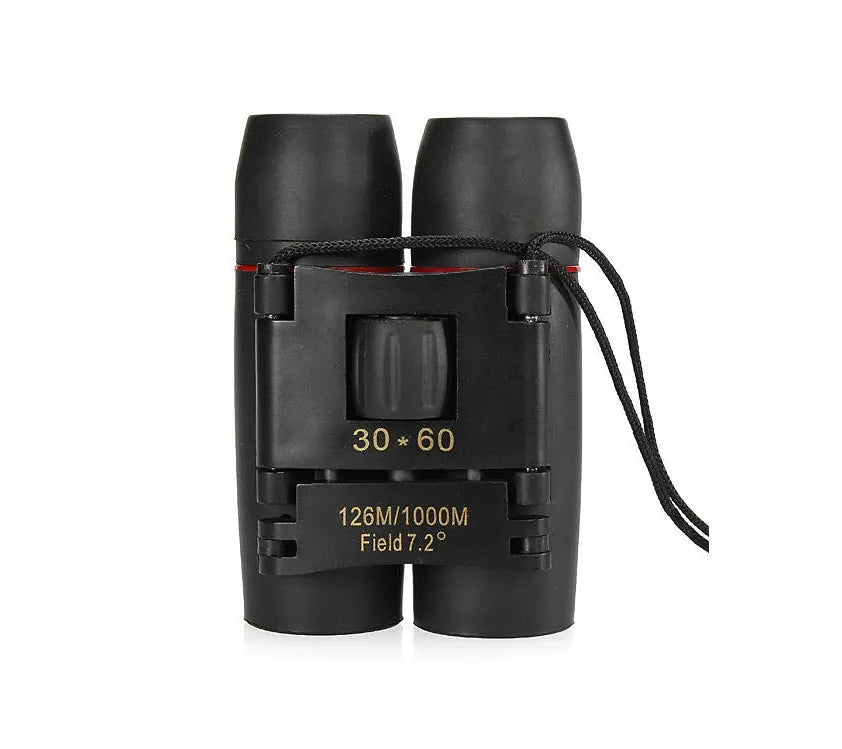 30x60 HD foldable binoculars black colour unfolded view showing lenses