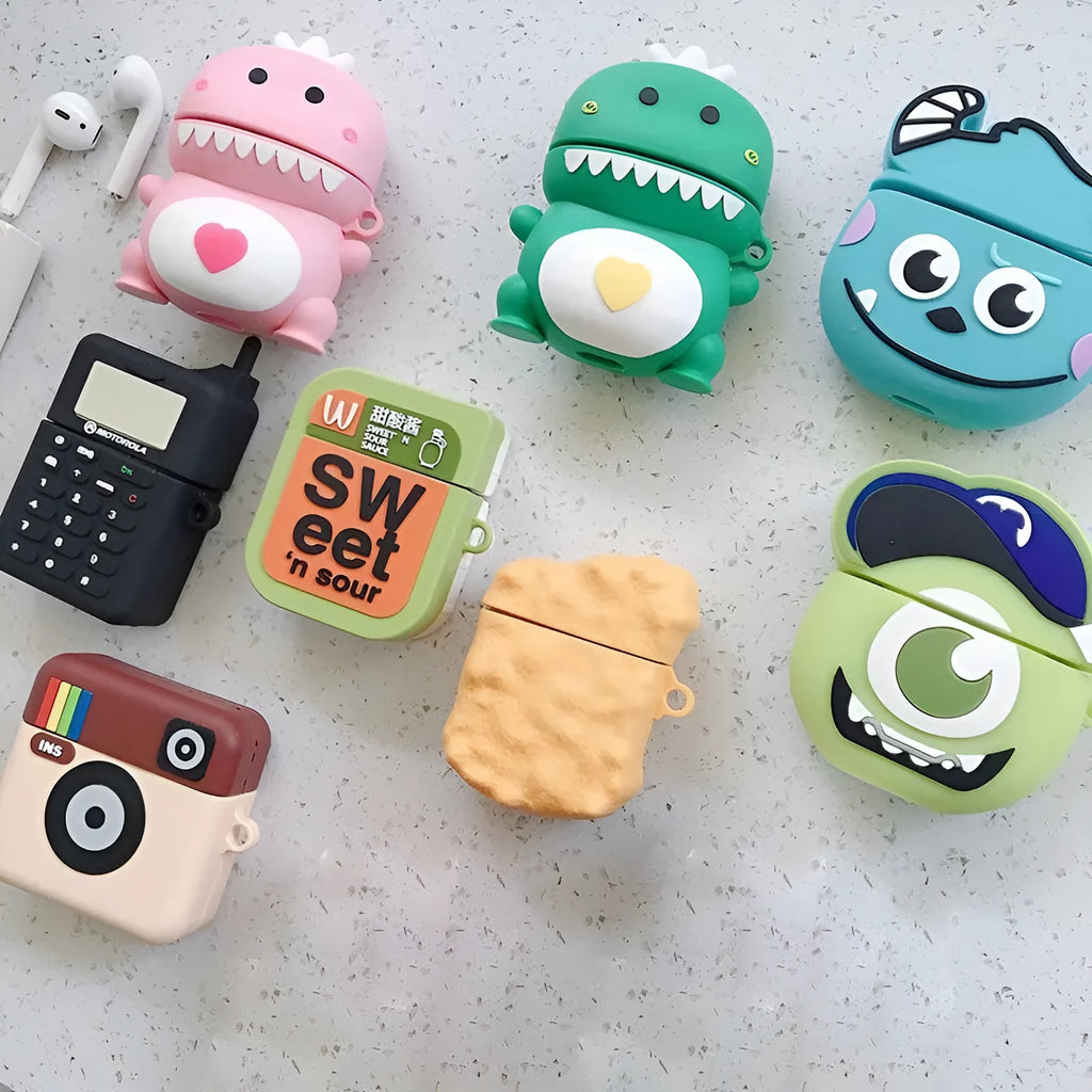 Cartoon animal silicone AirPods case in multiple colours for AirPods 1 and 2