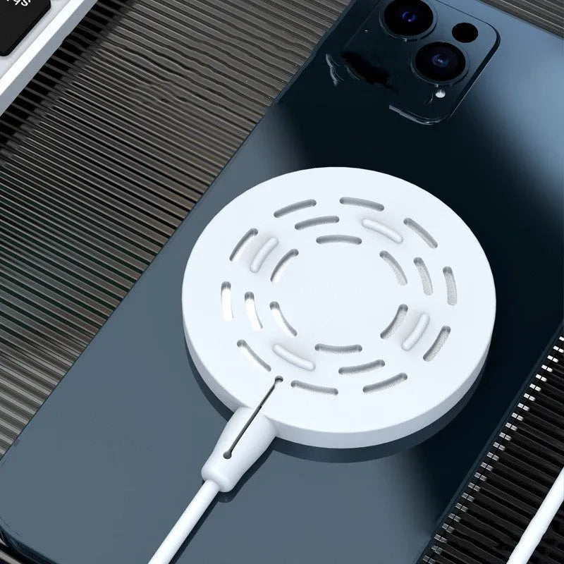 Silicone protective cover for Magsafe wireless charger in black showing shockproof and anti-fall features