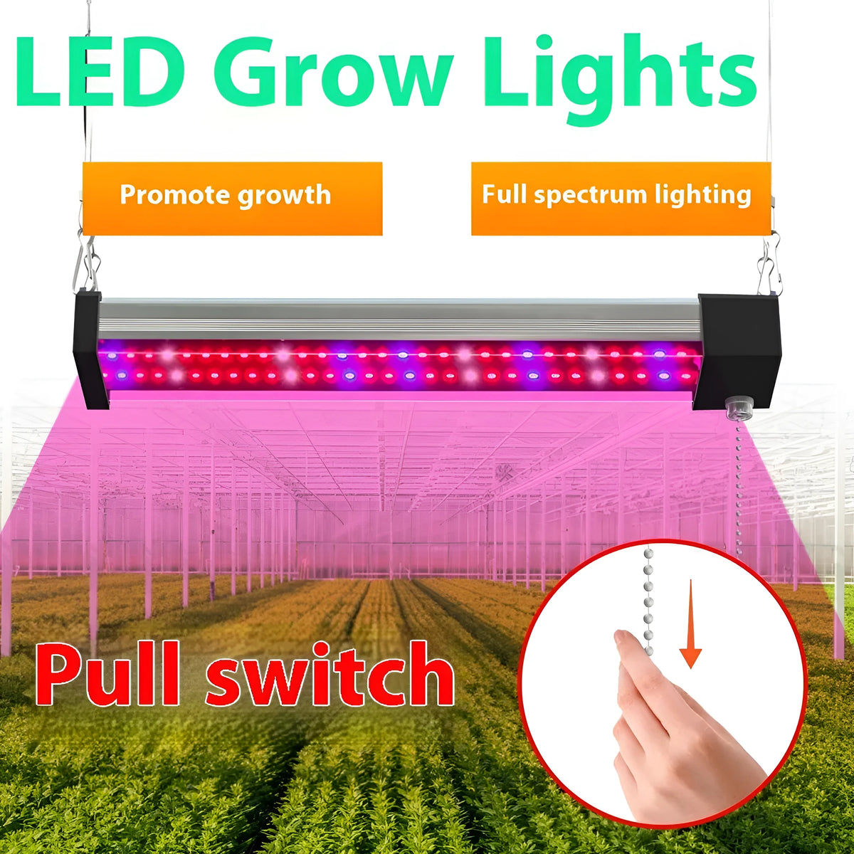 LED grow light bar with 384 full-spectrum LED beads, PC shell, 30cm 50cm or 100cm length