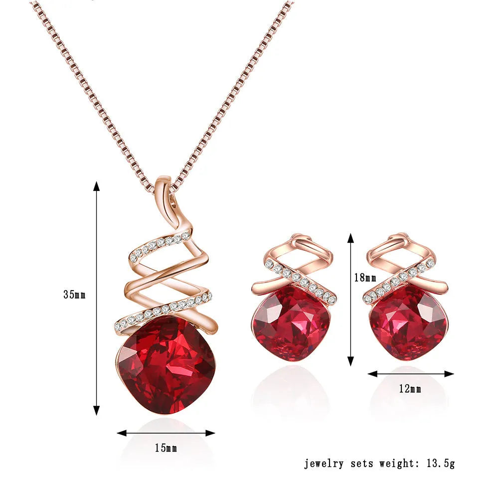 Women's alloy bridal jewelry set with adjustable necklace and matching earrings in colour 61172321