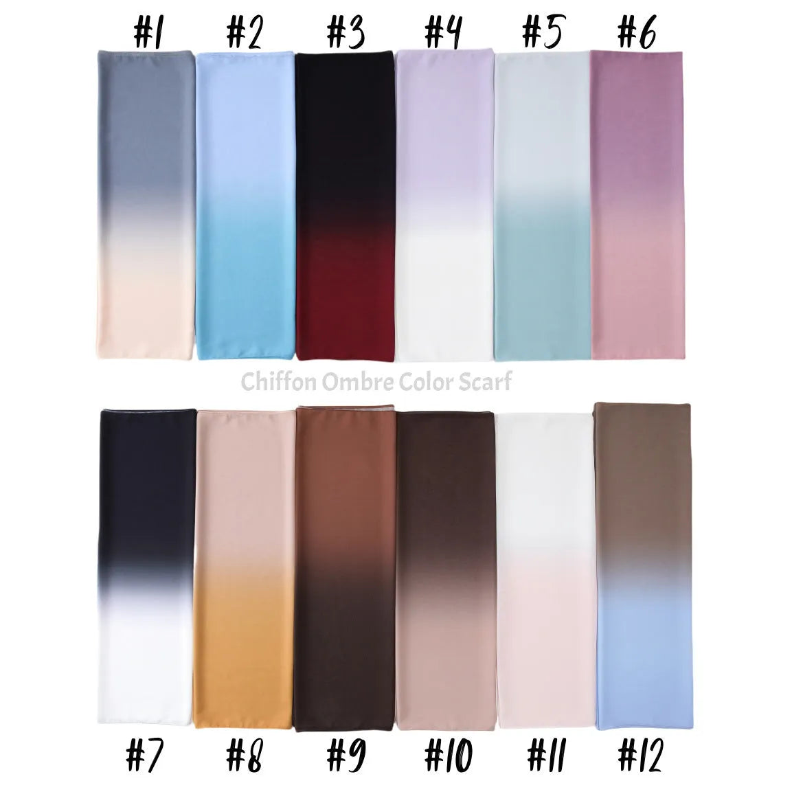 Long women's chiffon scarf with bubble towel texture draped to show its 175cm length and colour.