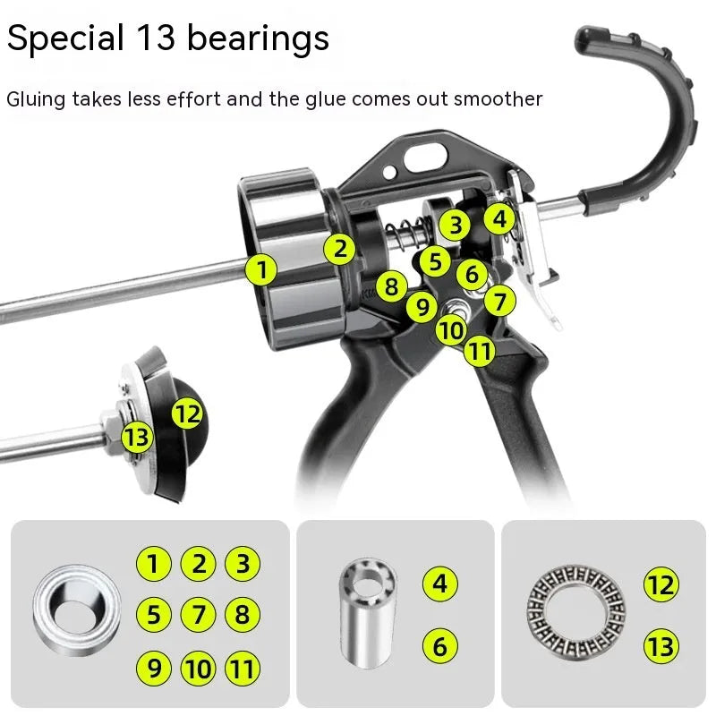 13 bearing structure aluminium alloy automatic adhesive breaking glass glue gun 545x220mm
