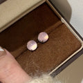 Chinese fashion chalcedony earrings with round stones in copper four-claw setting