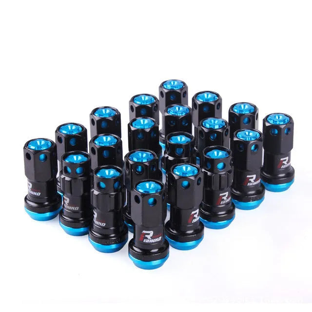 Forged aluminium wheel hub nuts in multiple colours with M12 thread for universal vehicle fitment