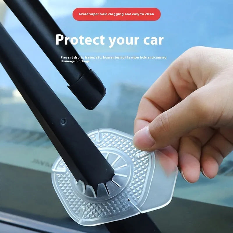 Car wiper hole protective cover in silicone PVC, size 7.5x9.8cm, black colour, dirt-proof design for windshield wiper base