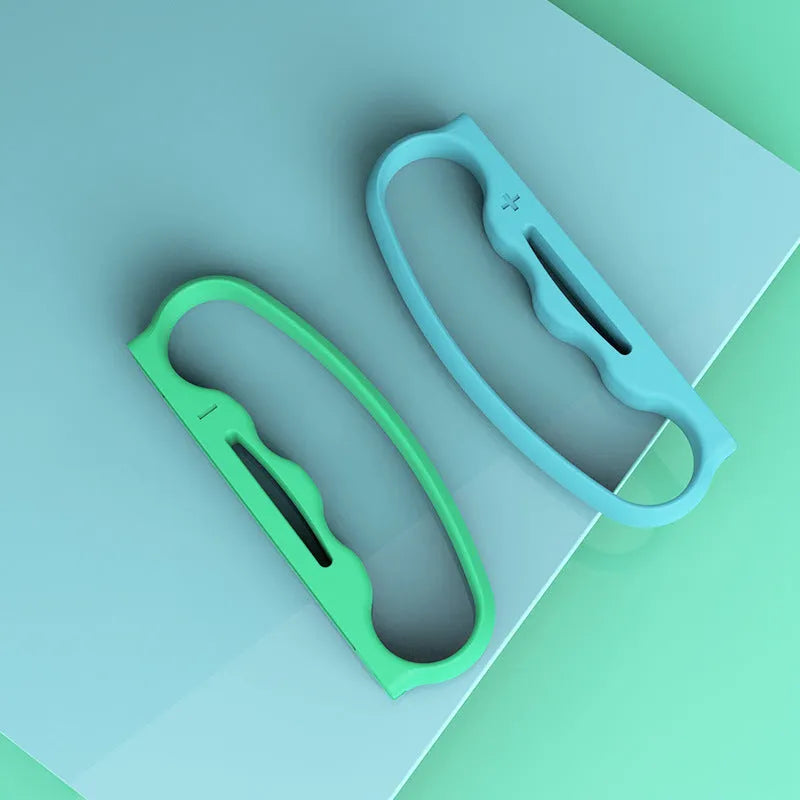 Two black Joy-Con controller grip sets with hand ropes shown beside Nintendo Switch console
