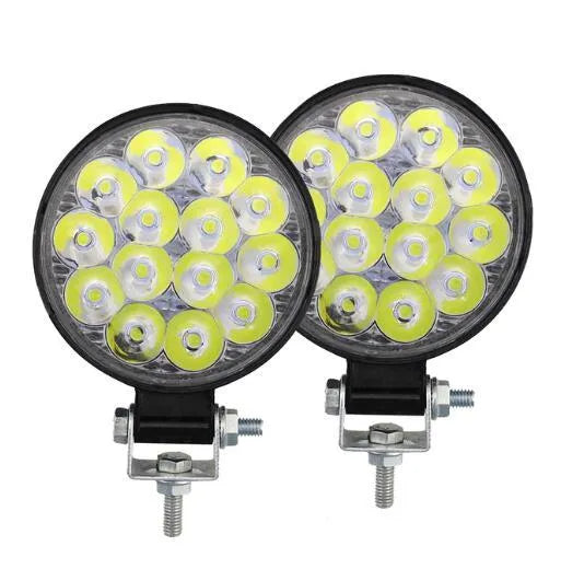 White LED car work light with aluminium housing and round design