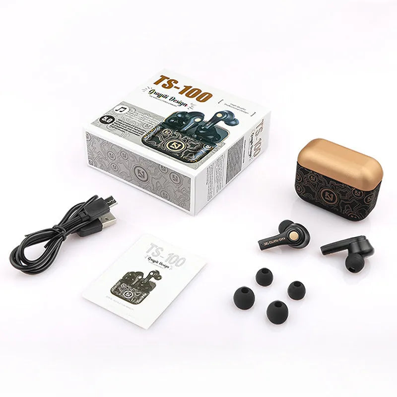 Black and white wireless Bluetooth headset with over-ear design showing multi-point connection and 18-metre range.
