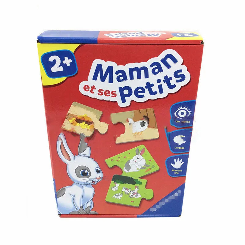 French language puzzle toy with 24 picture and word pieces for children aged 2+