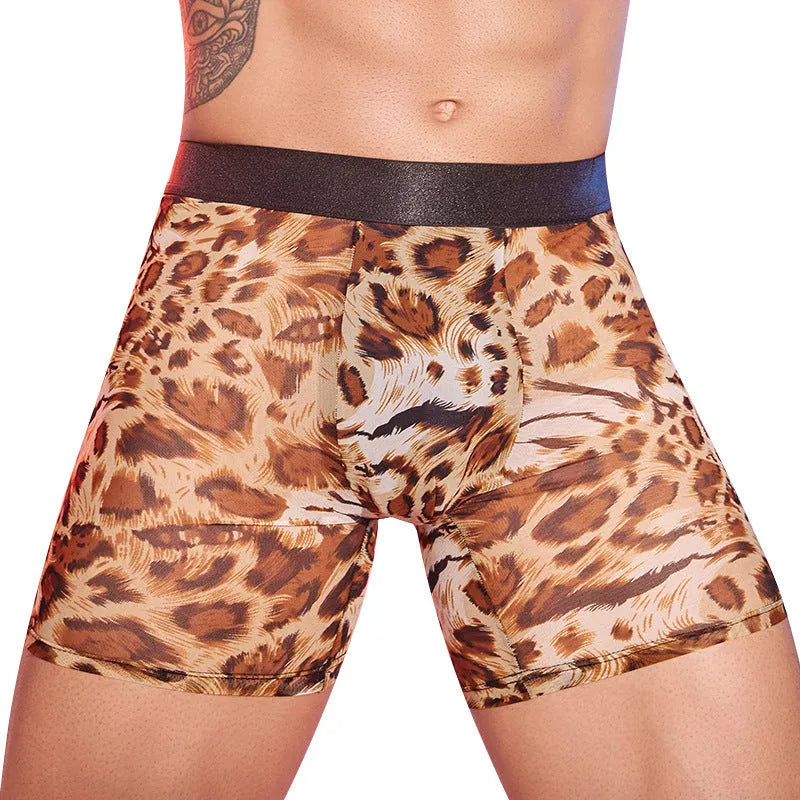Men's leopard print boxer shorts in free size nylon fabric