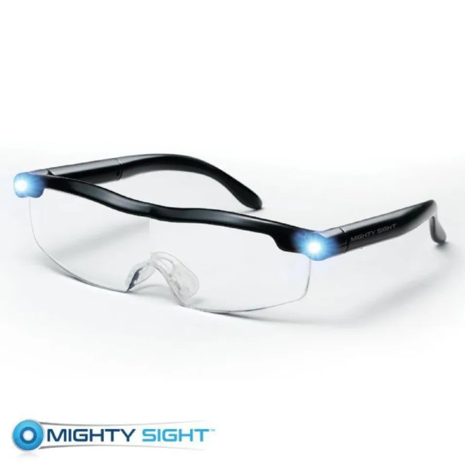 Transparent black USB LED reading glasses with scheduling function on display