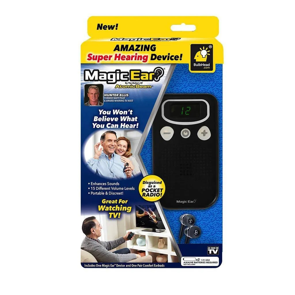 Digital display mobile hearing aid sound booster with FM radio design in brilliant ABS plastic