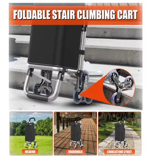 Black foldable shopping trolley bag with aluminium frame, detachable polyester bag and 20cm casters
