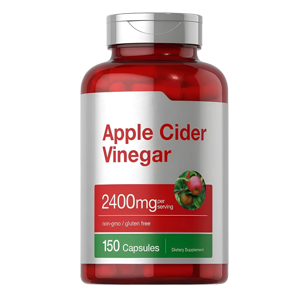 Apple vinegar dietary supplement capsules bottle containing 150 tablets