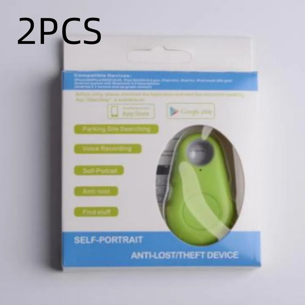 Water Drop Bluetooth anti lost tracker in black, 3.1x5.2x1.2 cm, with button and LED indicator