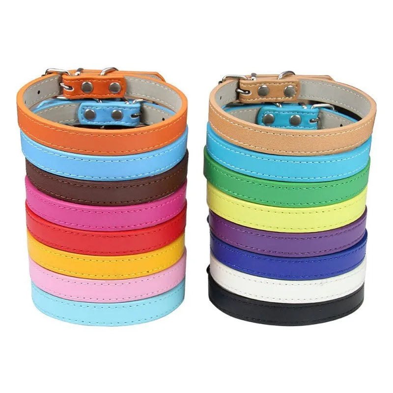 PU leather pet collar with wire buckle in red, 1.5cm wide, 30cm total length for 19cm-27cm neck