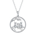 Copper cat pendant necklace with four kitten design and cross chain