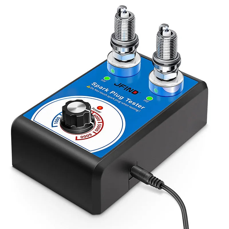 Car engine spark plug tester diagnostic tool showing dual-hole plug connectors.