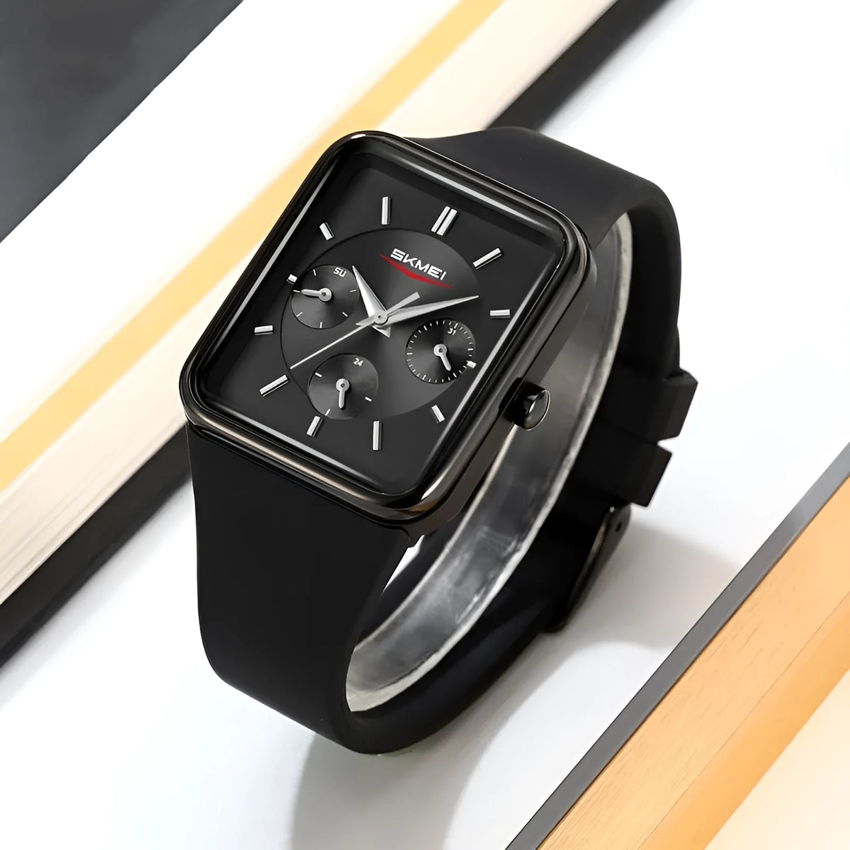 Square waterproof watch for girls with silicone strap in five colour options.