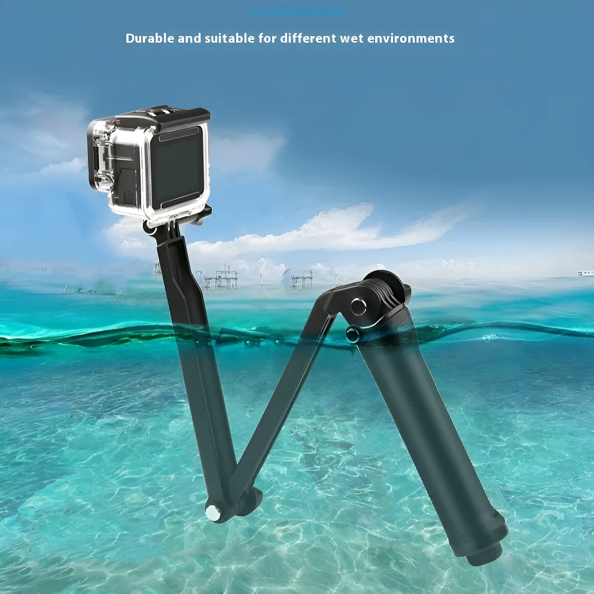 Portable folding camera tripod in black for GoPro Hero 9 8 7 6 5 4 with PC ABS bracket