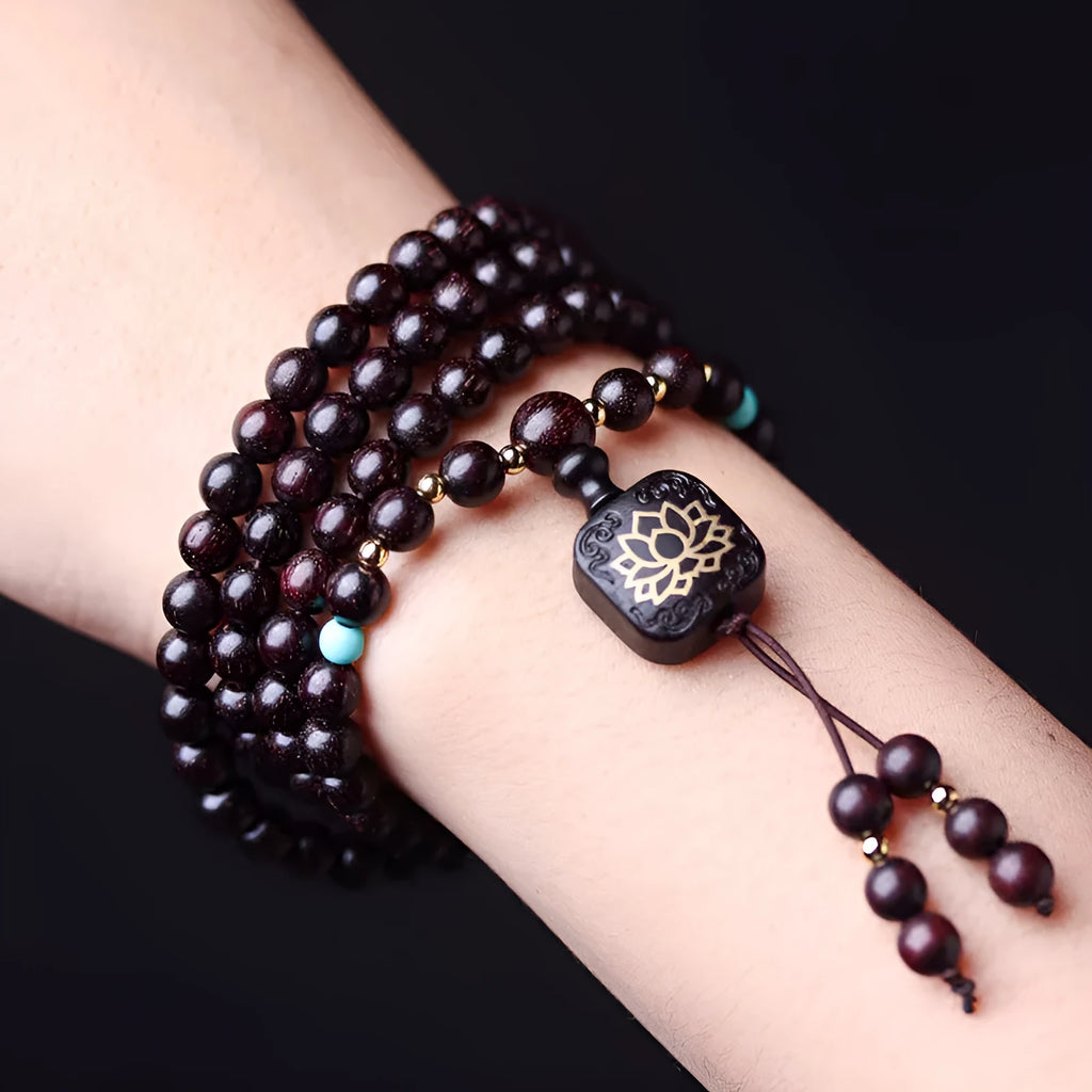 Zambia Rosewood Buddha beads bracelet with 108 pieces at 0.6cm bead size